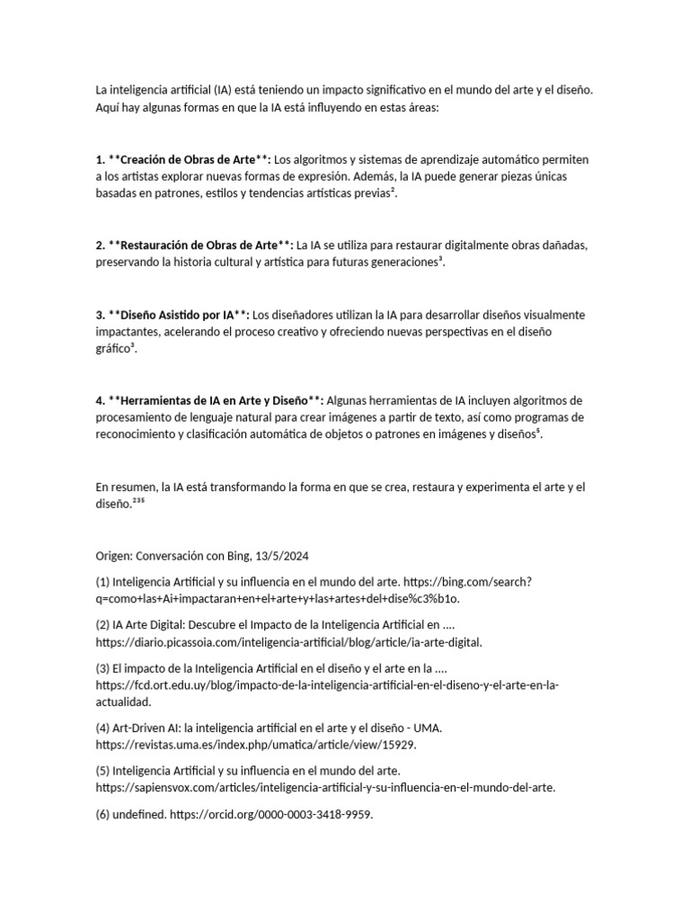 Inteligencia Artificial y Su Influencia en El Mundo Del Arte | PDF ...