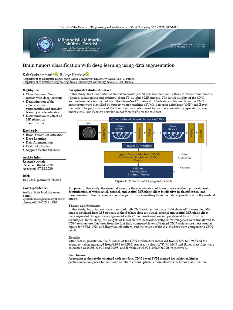 Deep Learning for Brain Tumor Classification | PDF | Support Vector ...