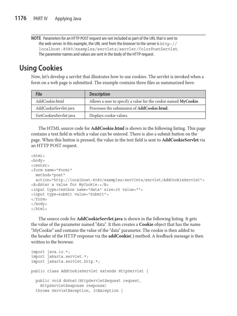 Using Cookies: PART IV Applying Java | PDF | Html Element | Http Cookie