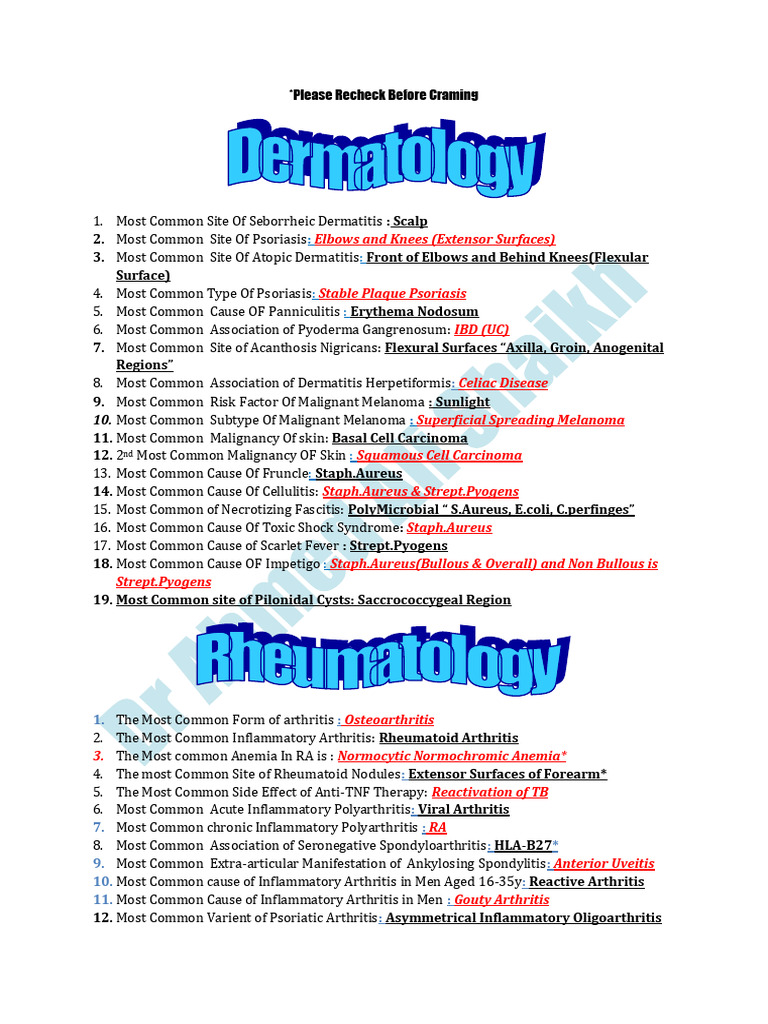 Most-Most | PDF | Epidemiology | Human Diseases And Disorders