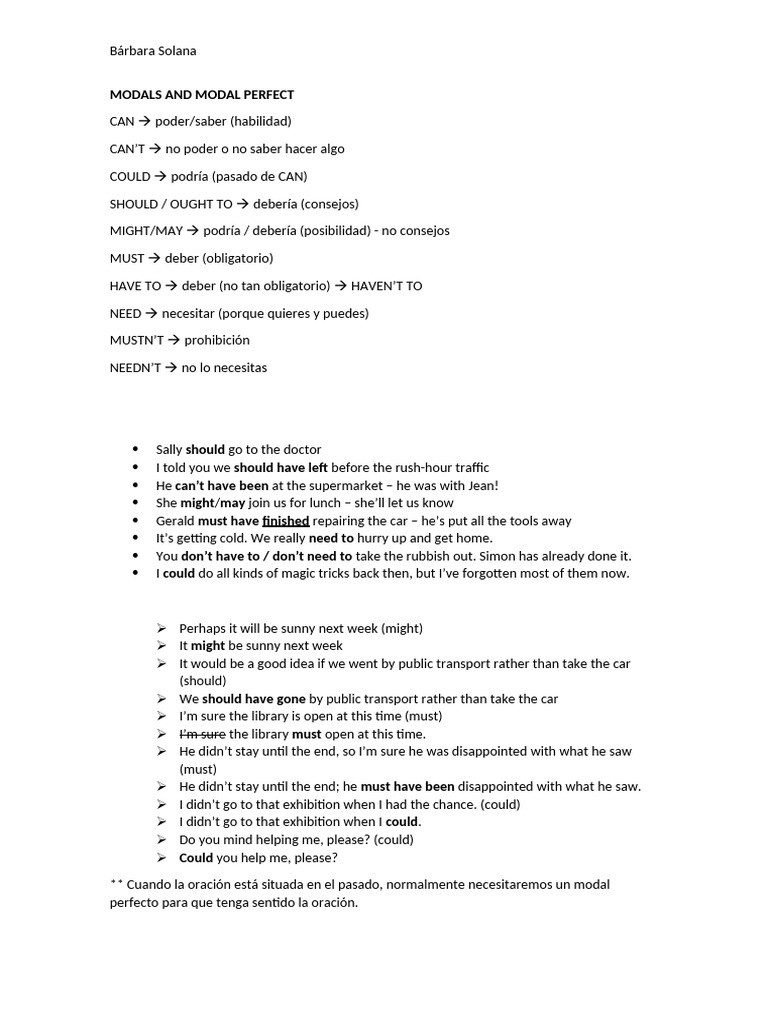 Modals and Modal Perfect | PDF