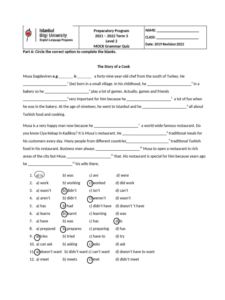 Mock Grammar 22-23 AK | PDF