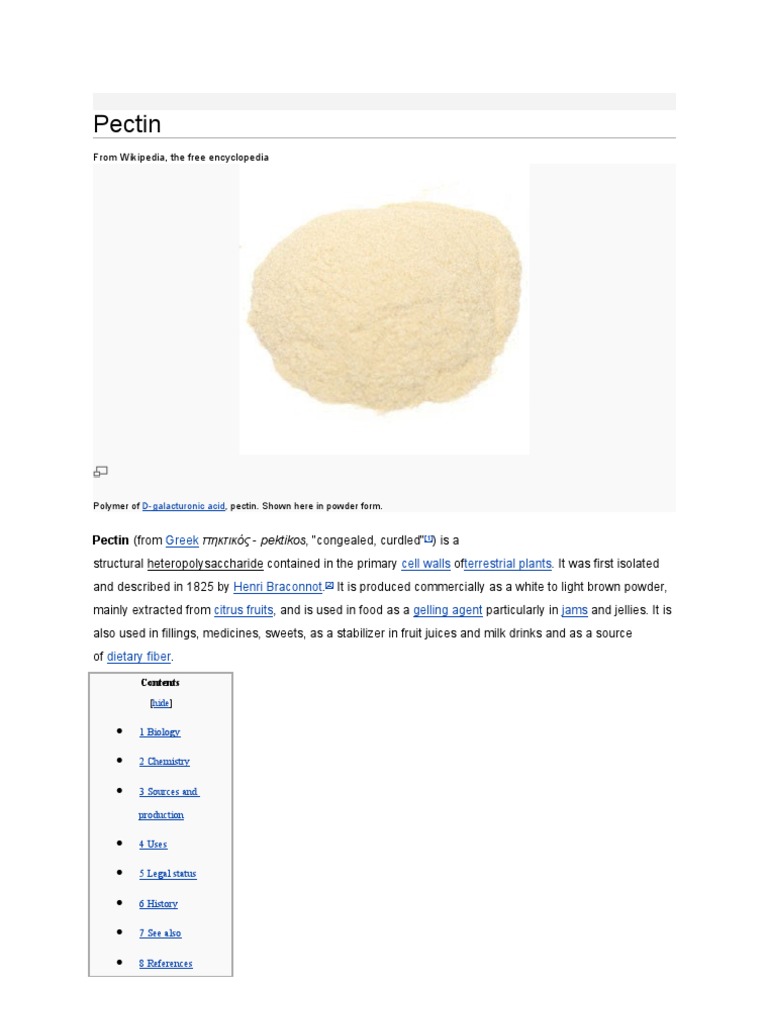 Pectin Chemistry Foods