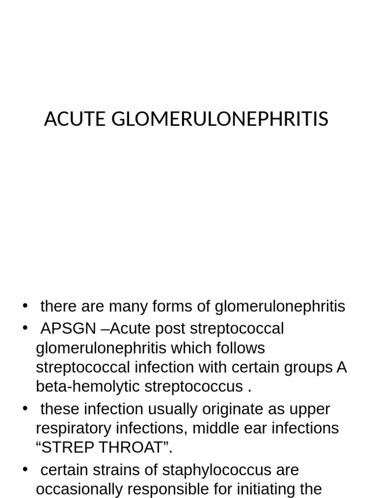 Acute Glomerulonephritis Overview | PDF | Kidney | Edema