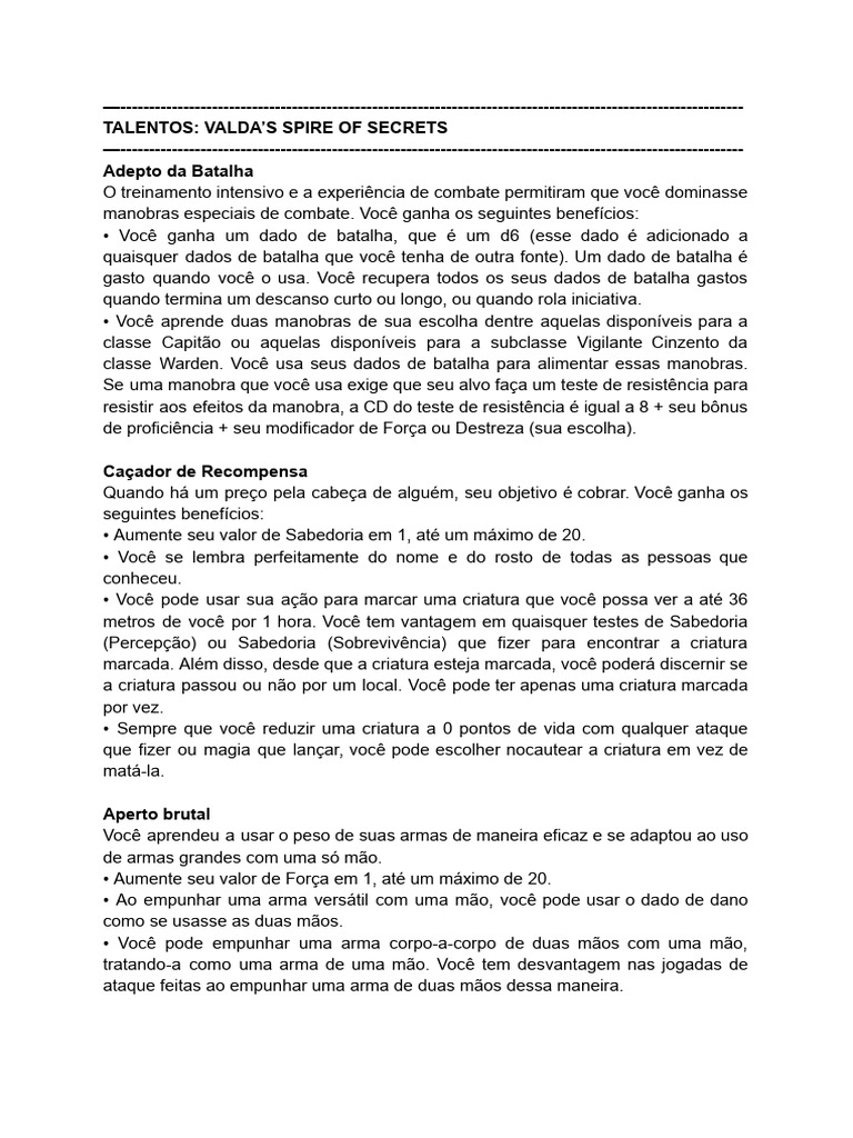 Talentos para Aventura em RPG | PDF | Espada | Martelo