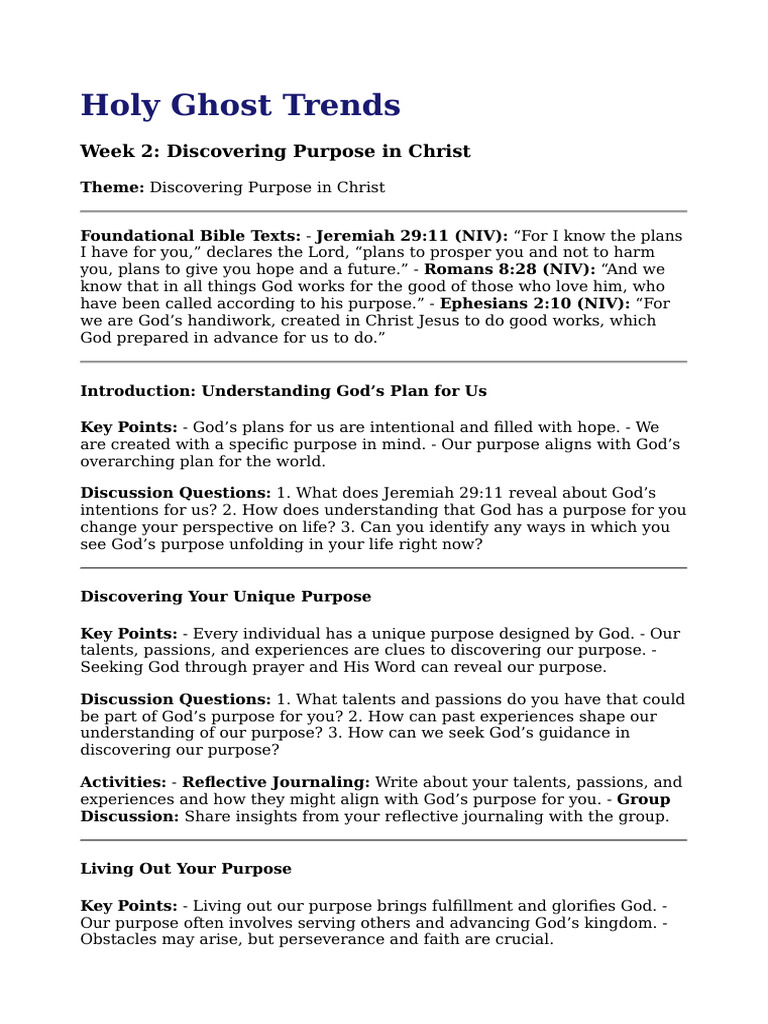 Discovering Your Purpose in Christ | PDF | God | Jesus