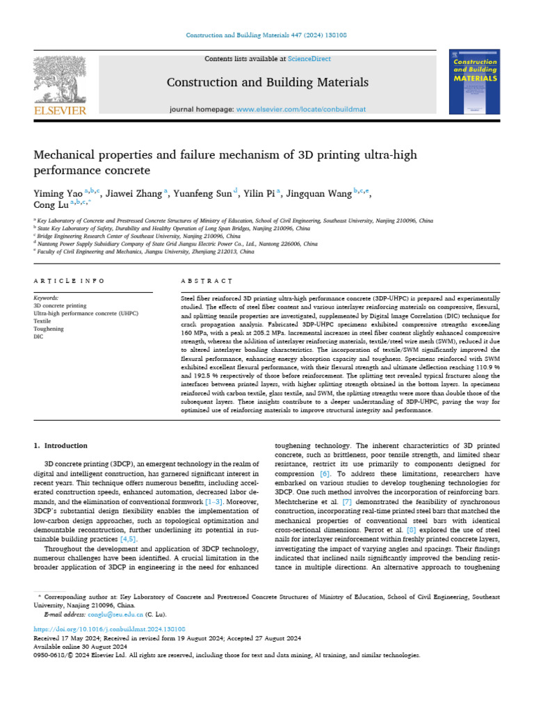 Mechanical Properties of 3D Printed UHPC | PDF | Fracture | Strength Of ...