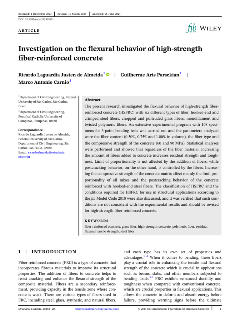 Investigation On The Flexural Behavior of High-Strength Fiber ...