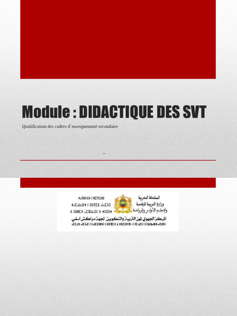Didactique des SVT : Module 2023/2024 | PDF | Pédagogie | Enseignement