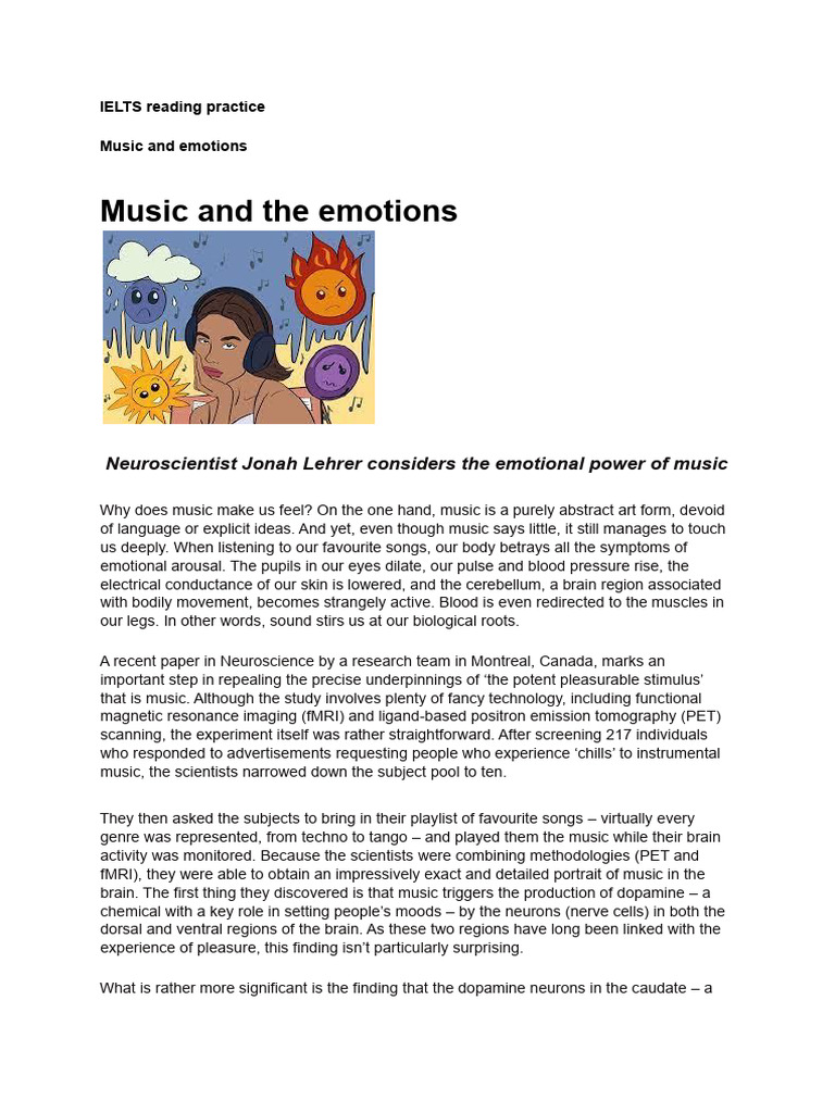 Ielts reading practice music and emotions 1 pdf reward system