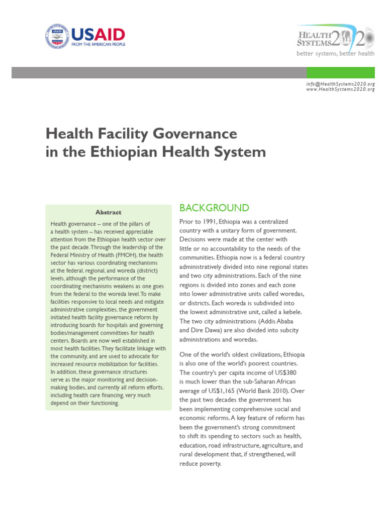 Health Facility Governance in Ethiopia | PDF | Governance | Ethiopia