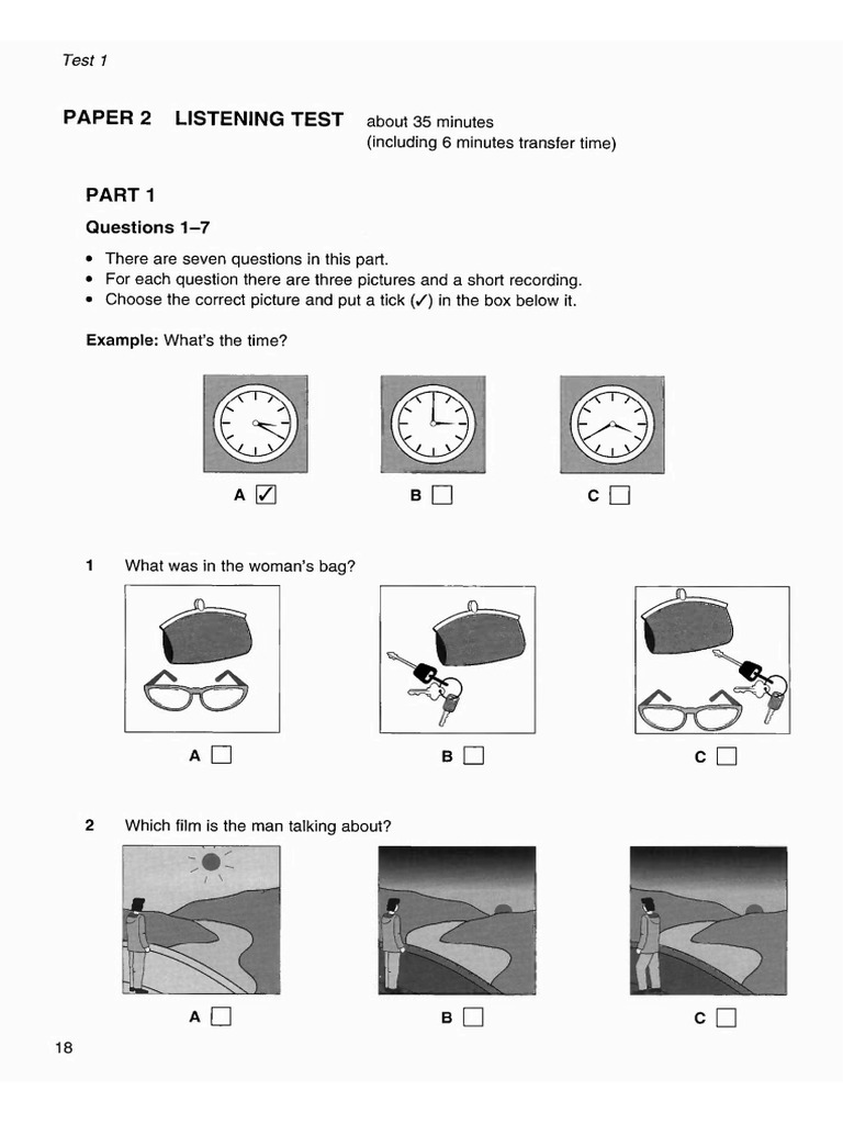 Listening Test 1 Pet 3 Pdf