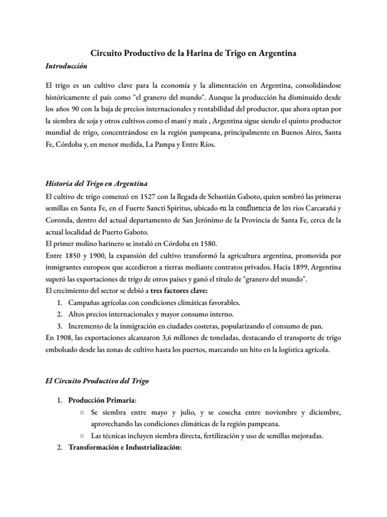 Circuito Productivo de la Harina en Argentina | PDF | Agricultura | Trigo