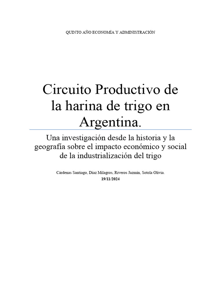Investigación Circuito Productivo de La Harina de Trigo | PDF ...