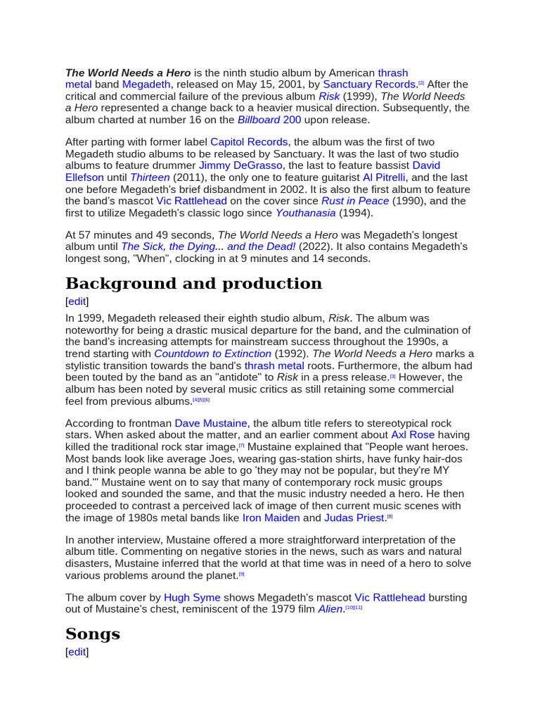 The World Needs A Hero | PDF | Albums | Rock Music