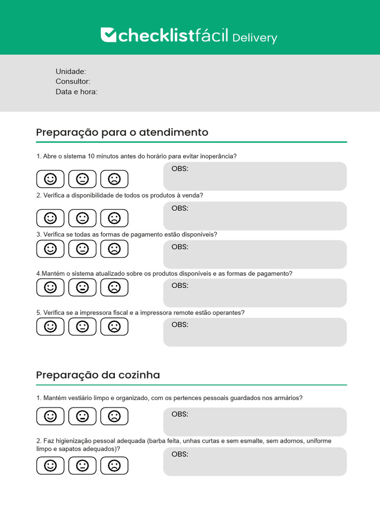 Checklist de Preparação para Delivery | PDF