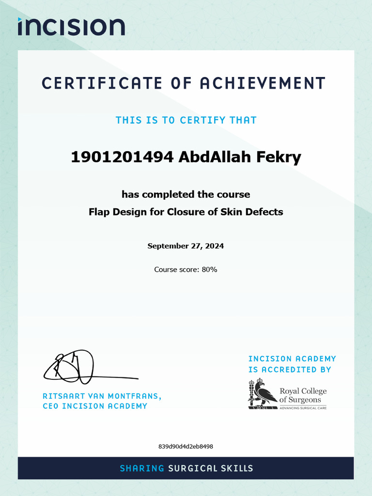 Certificate Flap Dedsign For Closure of Skin Defects | PDF
