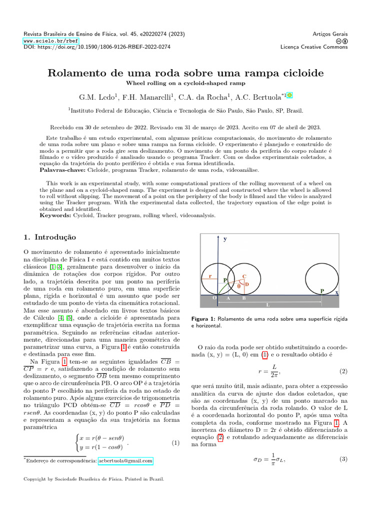 Rolamento de Roda em Rampa Cicloide | PDF | Curva | Trajetória