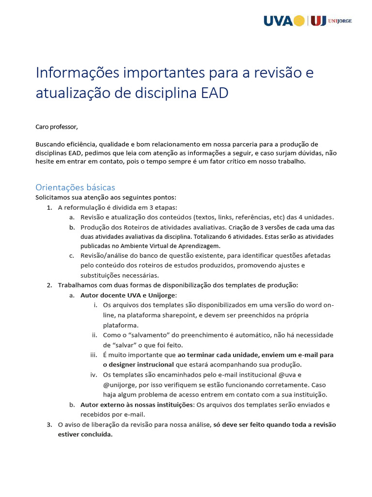Revisão e Atualização de Disciplina EAD | PDF | Educação à distância