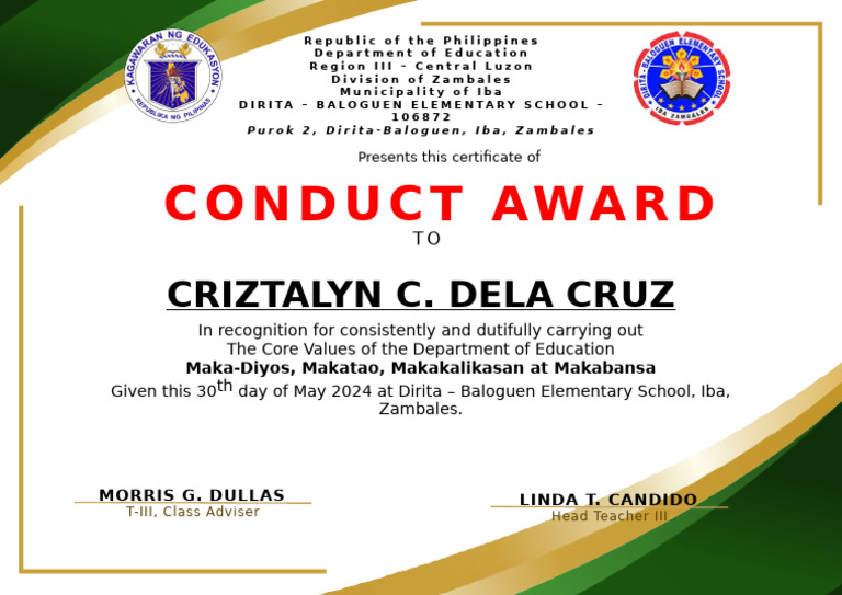 Conduct Award-2022-2023 | PDF