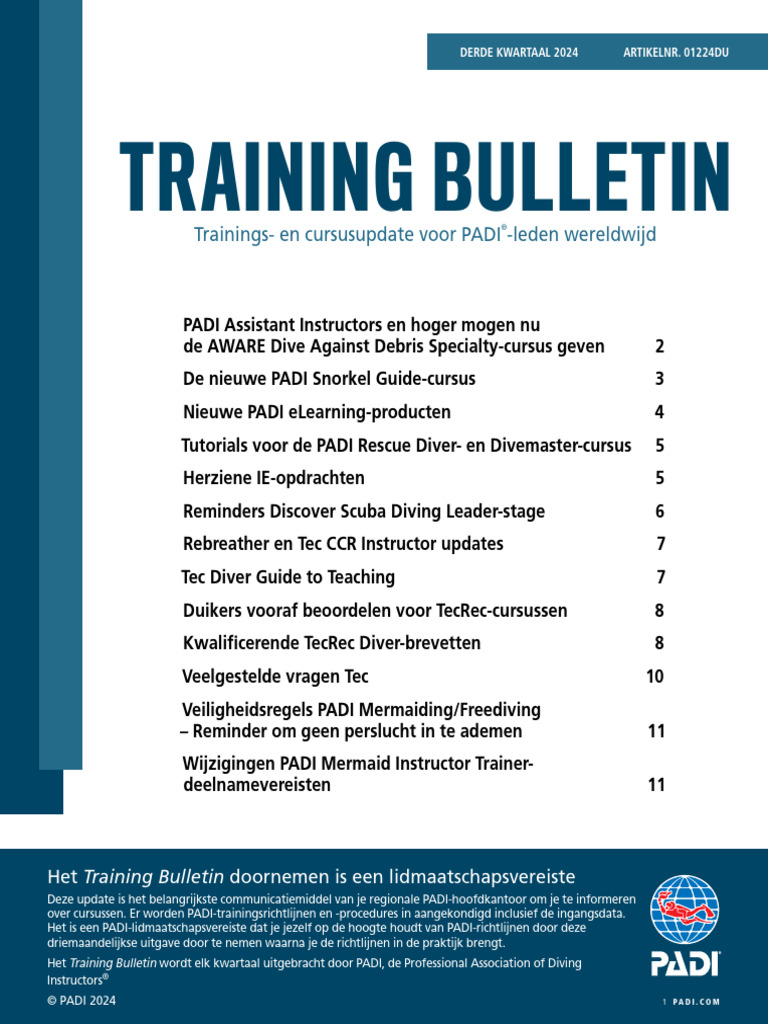 Derde Kwartaal 2024 Training Bulletin | PDF