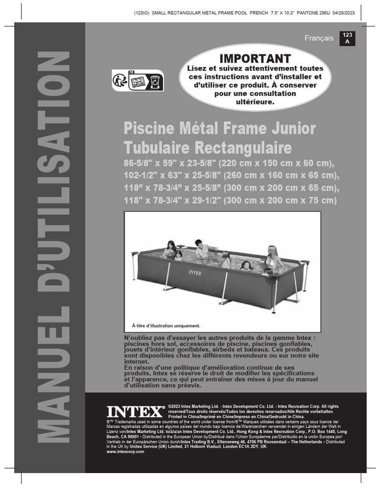 Notice Montage Piscine Intex Rectangulaire 4x2
