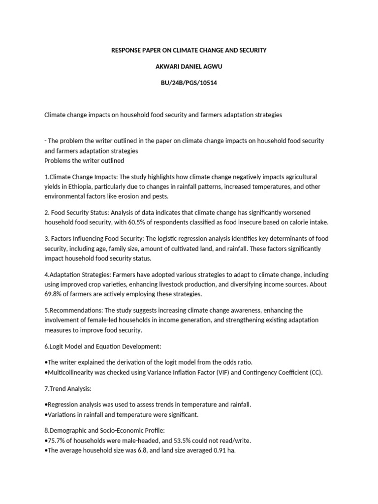 RESPONSE PAPER-WPS Office | PDF | Food Security | Agriculture