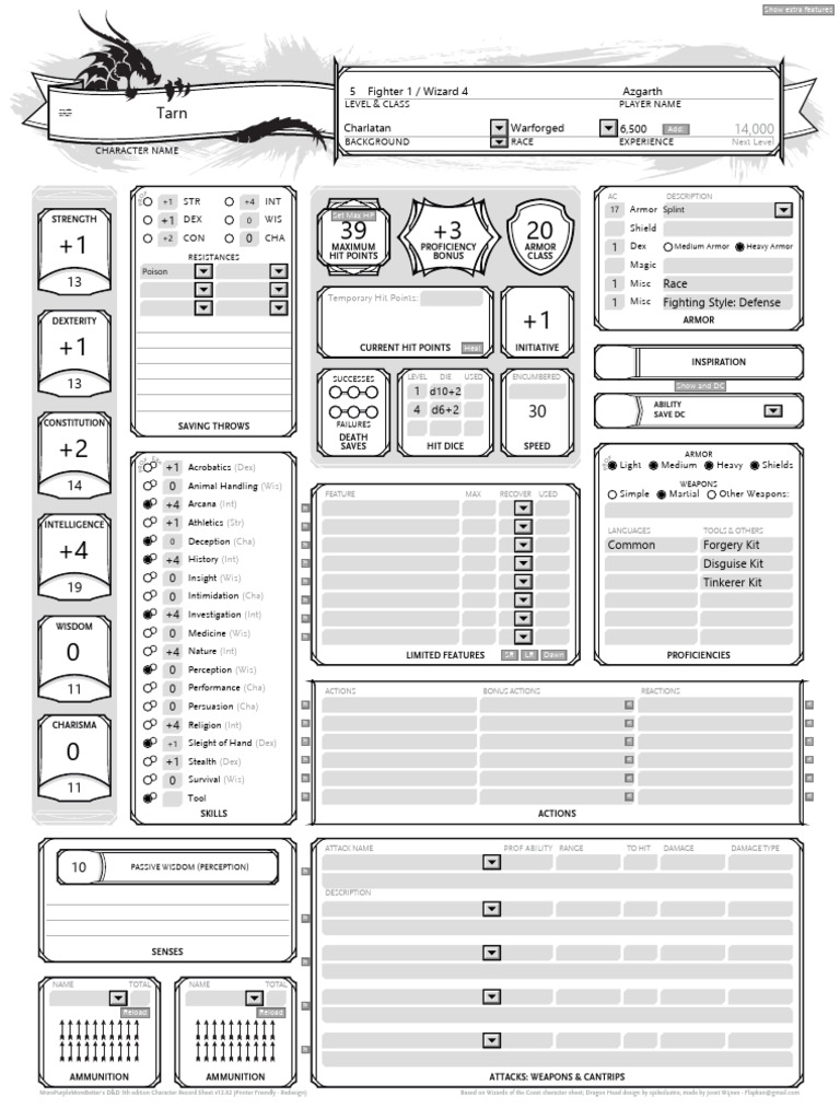 Printer-Friendly-Redesign v12-82 MPMBs Character Record Sheet | PDF ...