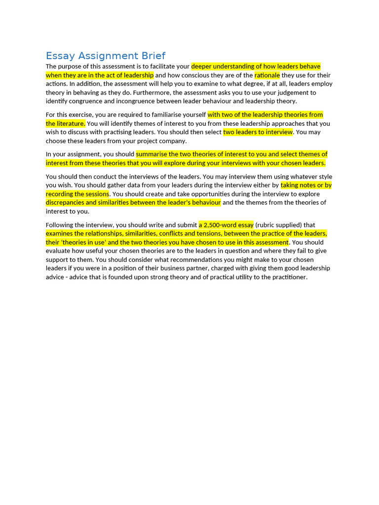 Leadership Theory Interview Assignment | PDF