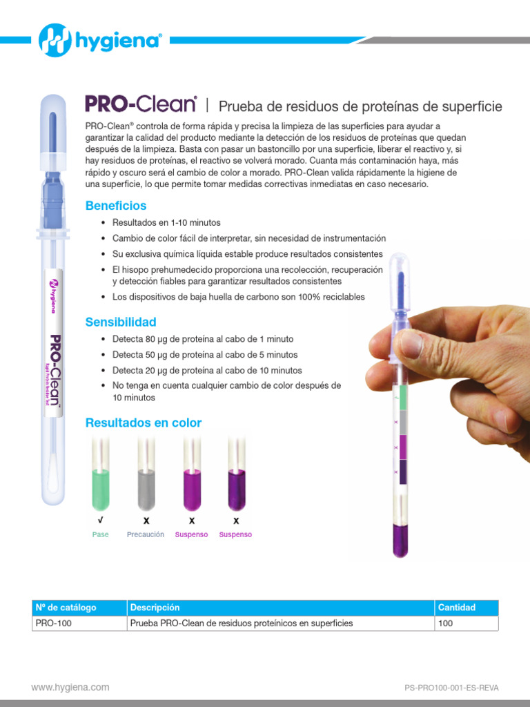 Pro Clean Product Sheet Es | PDF | Residuos | Proteínas