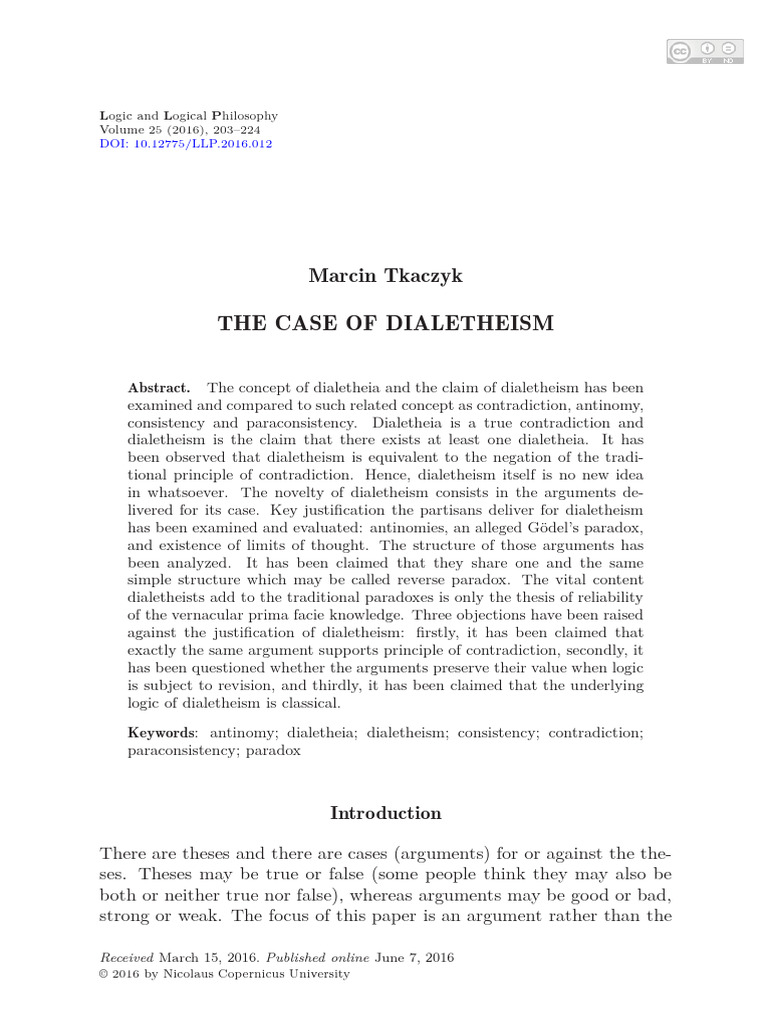 Dialetheism: Analyzing True Contradictions | PDF | Axiom | Theorem