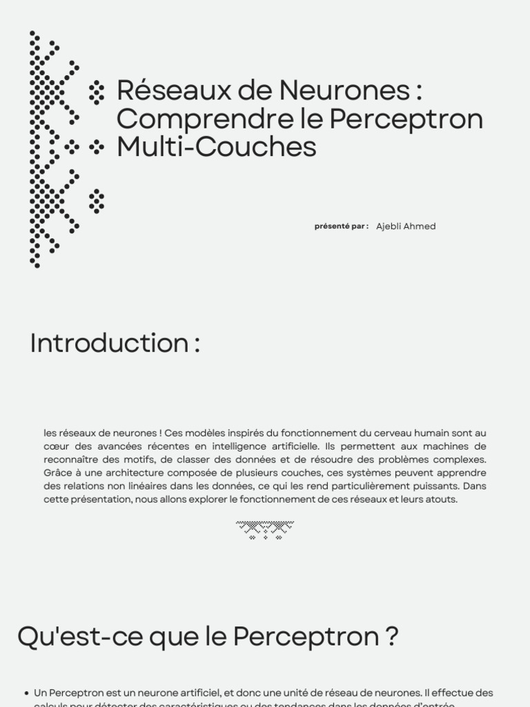 Comprendre le Perceptron Multi-Couches | PDF | Réseau de neurones ...