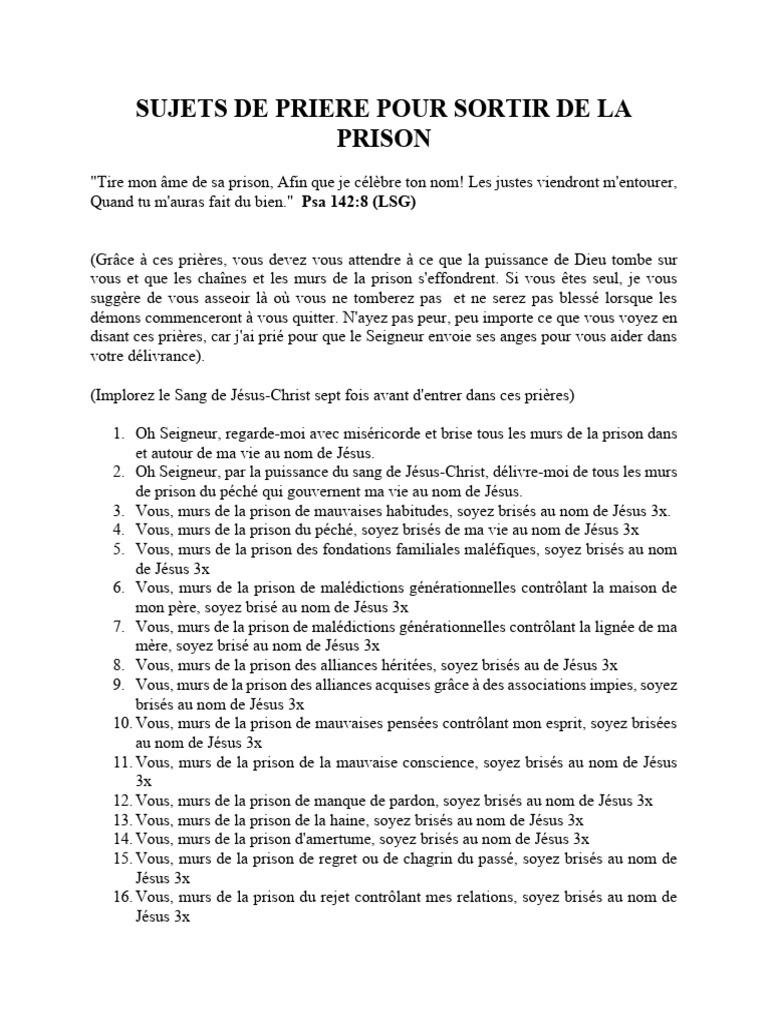 Prières pour sortir des prisons spirituelles | PDF | Saint-Esprit