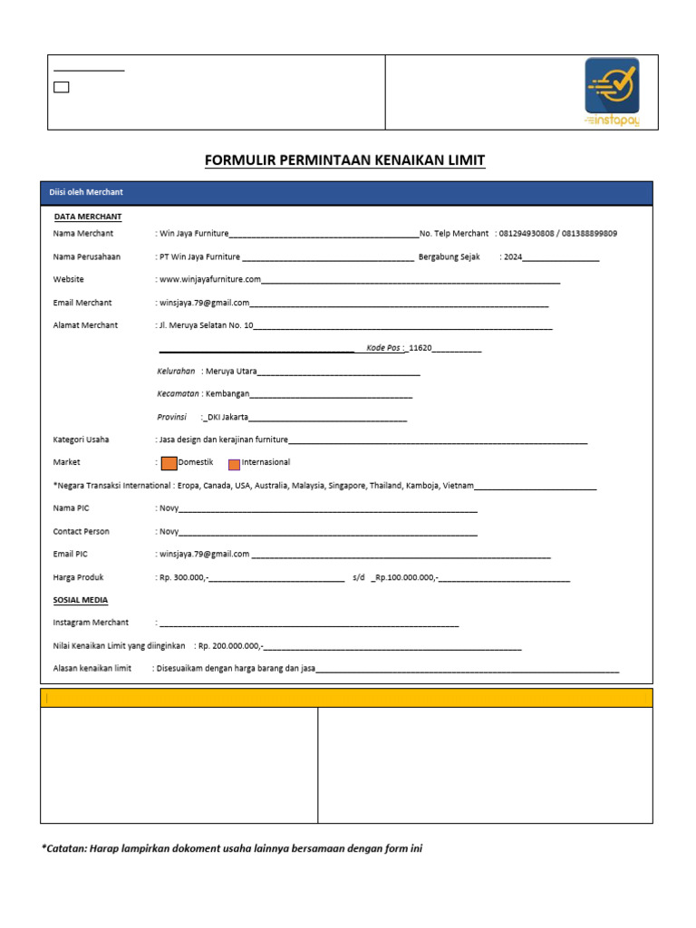 Permohonan Kenaikan Limit Transaksi | PDF