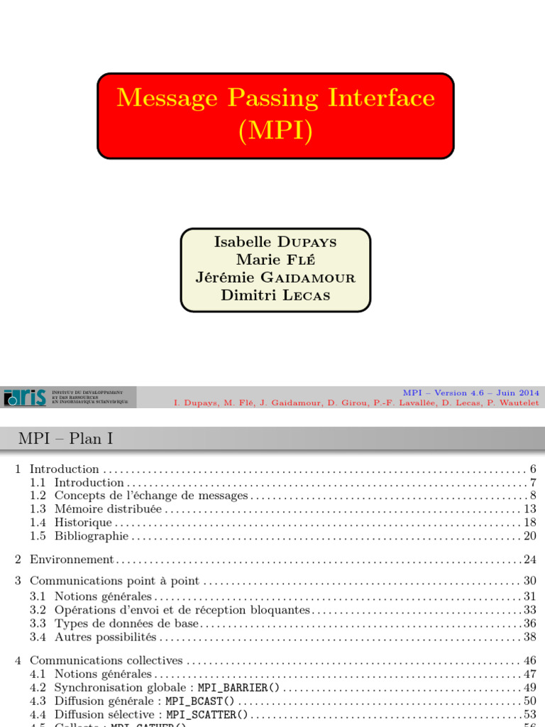 Introduction à MPI et échanges de messages | PDF | Interface de ...