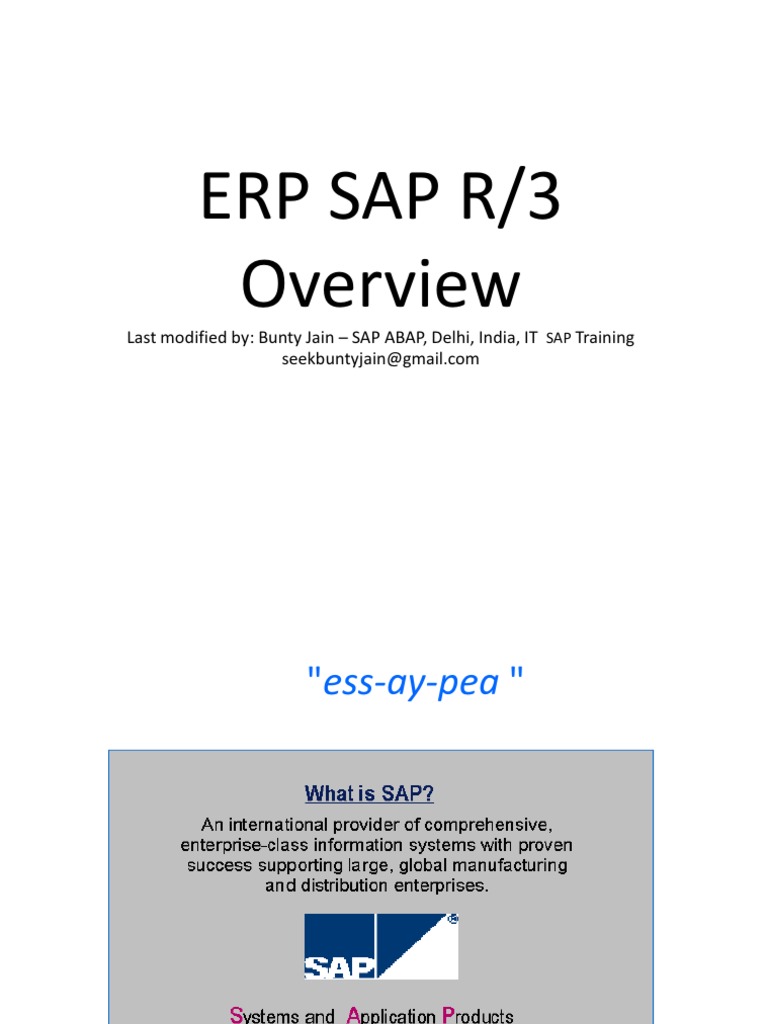 ERP SAP R3 Overview Introduction | PDF | Enterprise Resource Planning ...