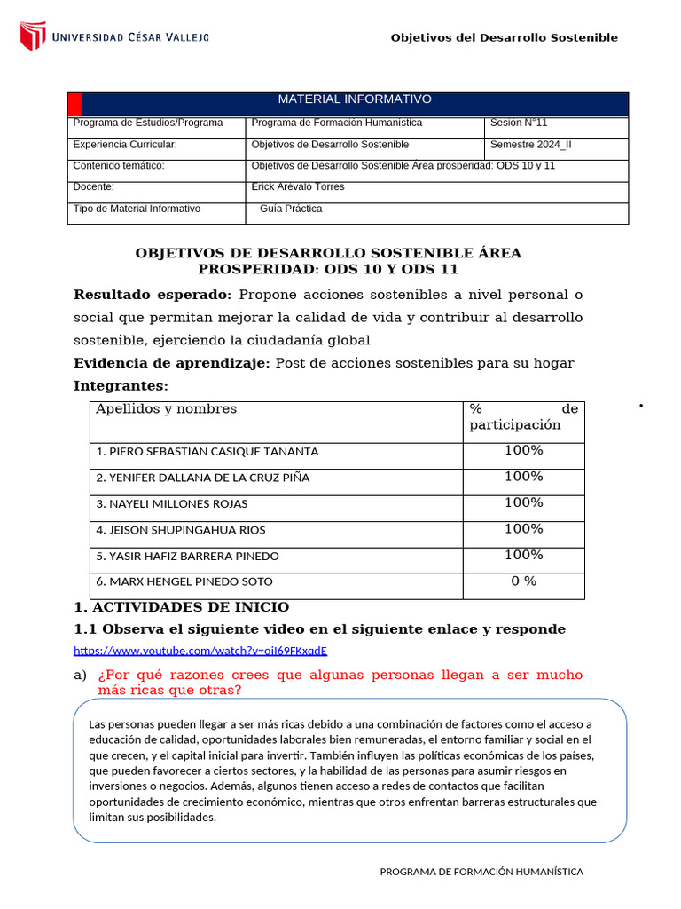 Ods 10 Y 11 Acciones Sostenibles 2024 Pdf Sustentabilidad