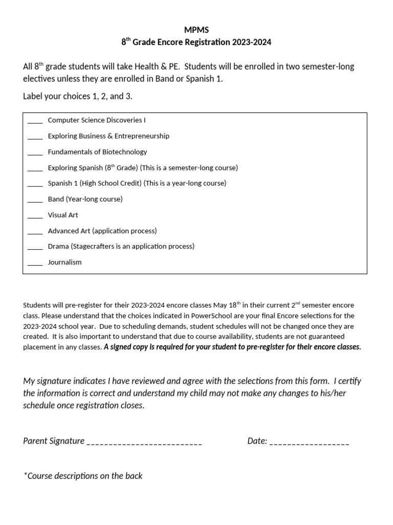 8th Grade Registration Pdf Curriculum Entrepreneurship