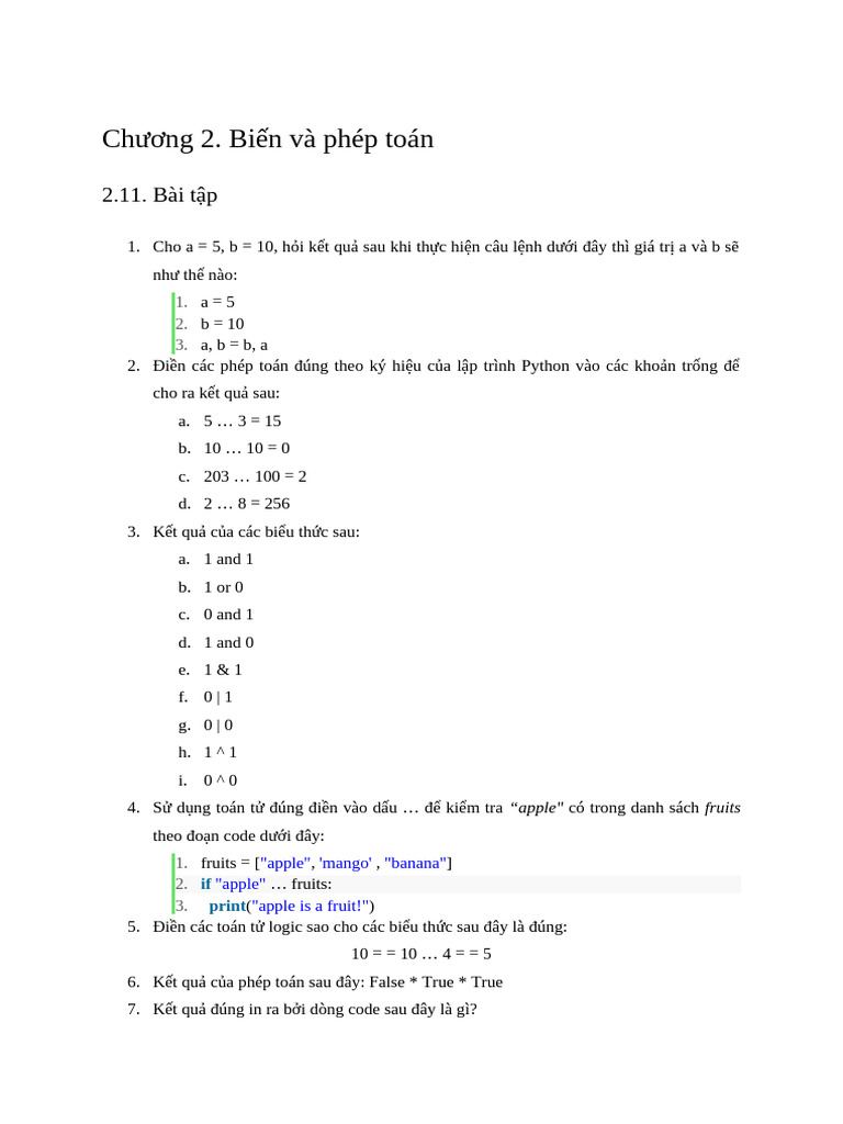 BT Chuong 2 | PDF