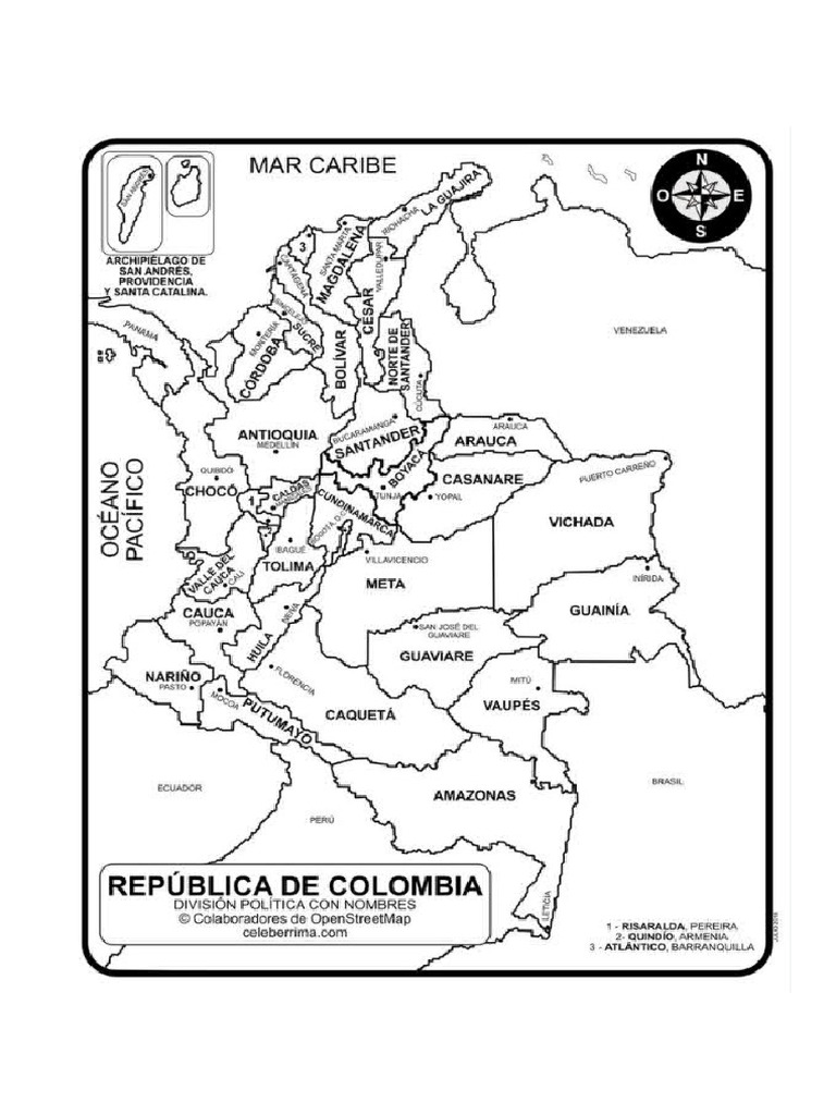 Mapa Croquis para Colorear Colombia | PDF