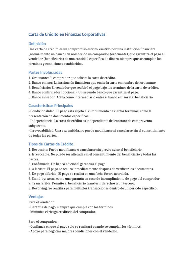 Carta de Credito Bolivia | PDF | Carta de crédito | Bancos