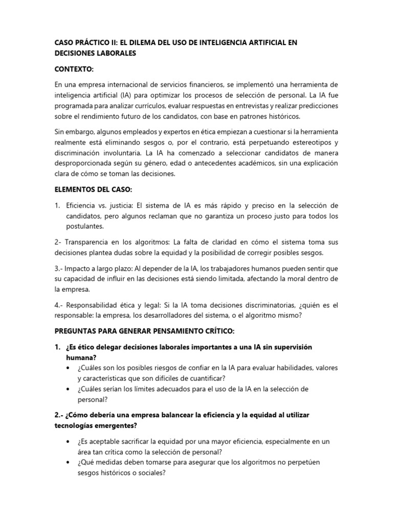 IA en Selección de Personal: Ética y Desafíos | PDF | Inteligencia ...