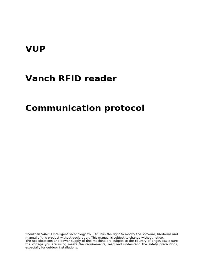 VUP Communication Protocol V2.0.0 | PDF | Network Packet | Byte