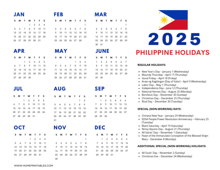 2025 Philippine Calendar with Holidays | PDF | Observances | Christian ...