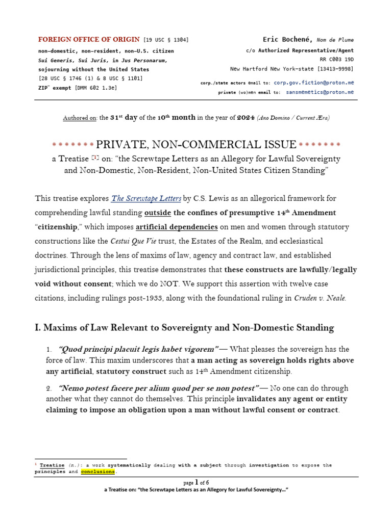 The Screwtape Letters As An Allegory For Lawful Sovereignty (A Treatise ...