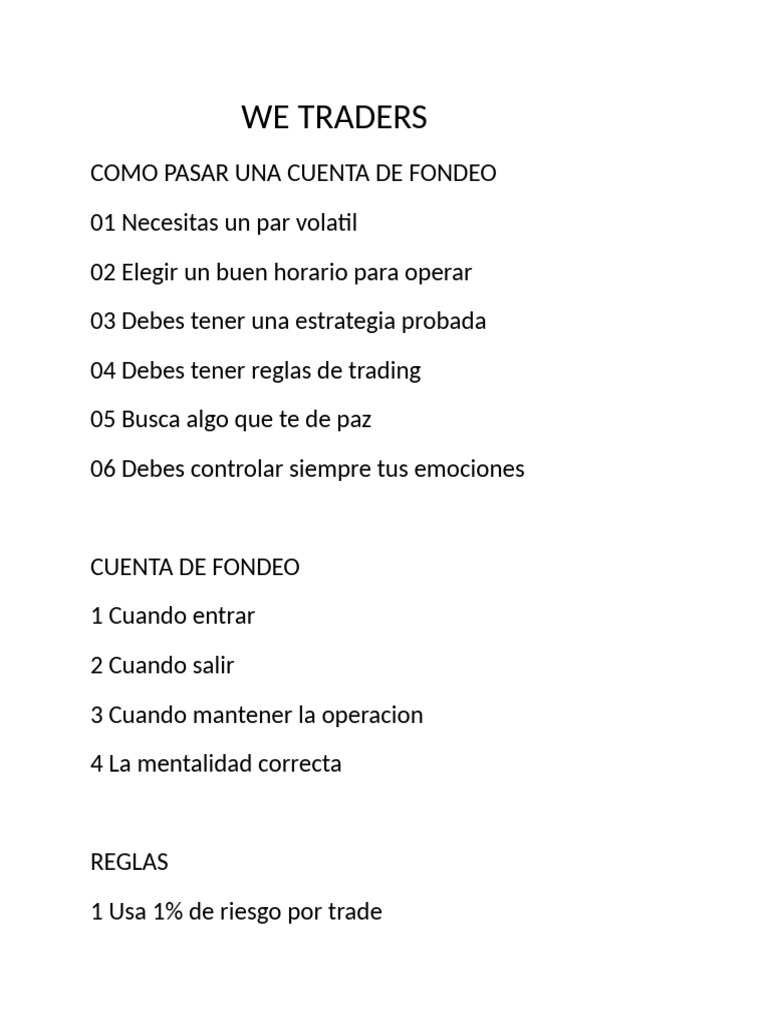 Guía de Trading para Cuentas de Fondeo | PDF