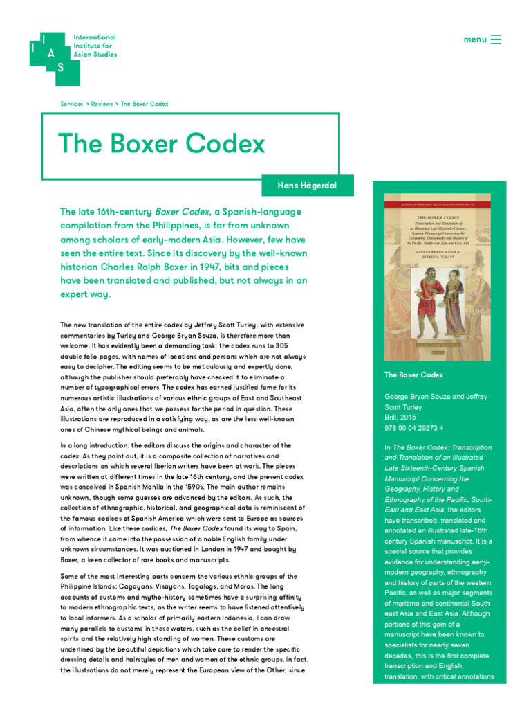 The Boxer Codex: A 16th Century Insight | PDF | Codex | Ethnography