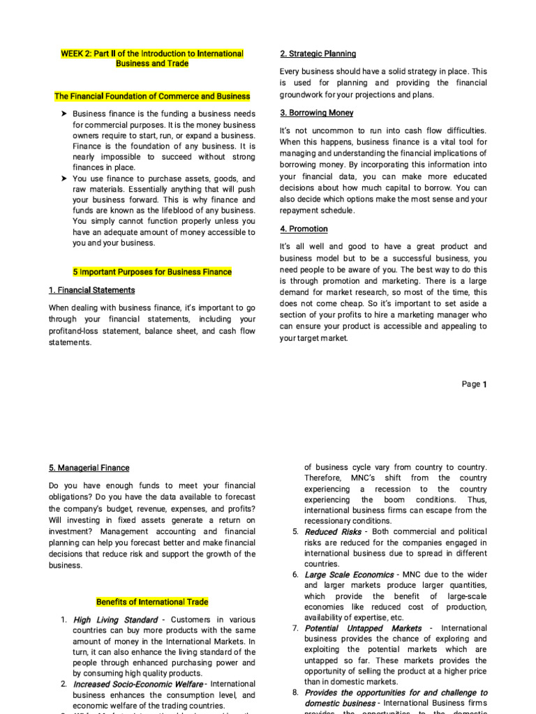 Week 2 Ibt Handouts | PDF | Tariff | Market (Economics)