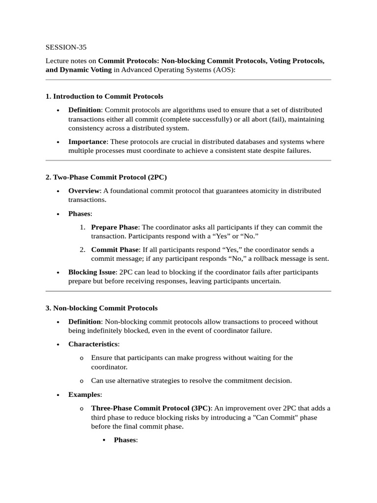 Commit Protocols in Distributed Systems | PDF | Database Transaction ...