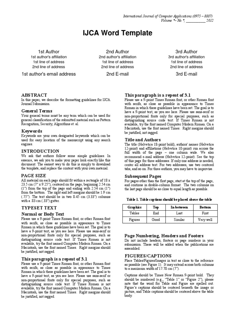 IJCA Submission Guidelines Template | PDF
